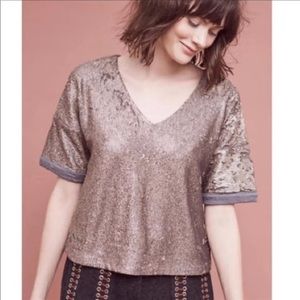 Anthropologie Delatta Sequin Top
